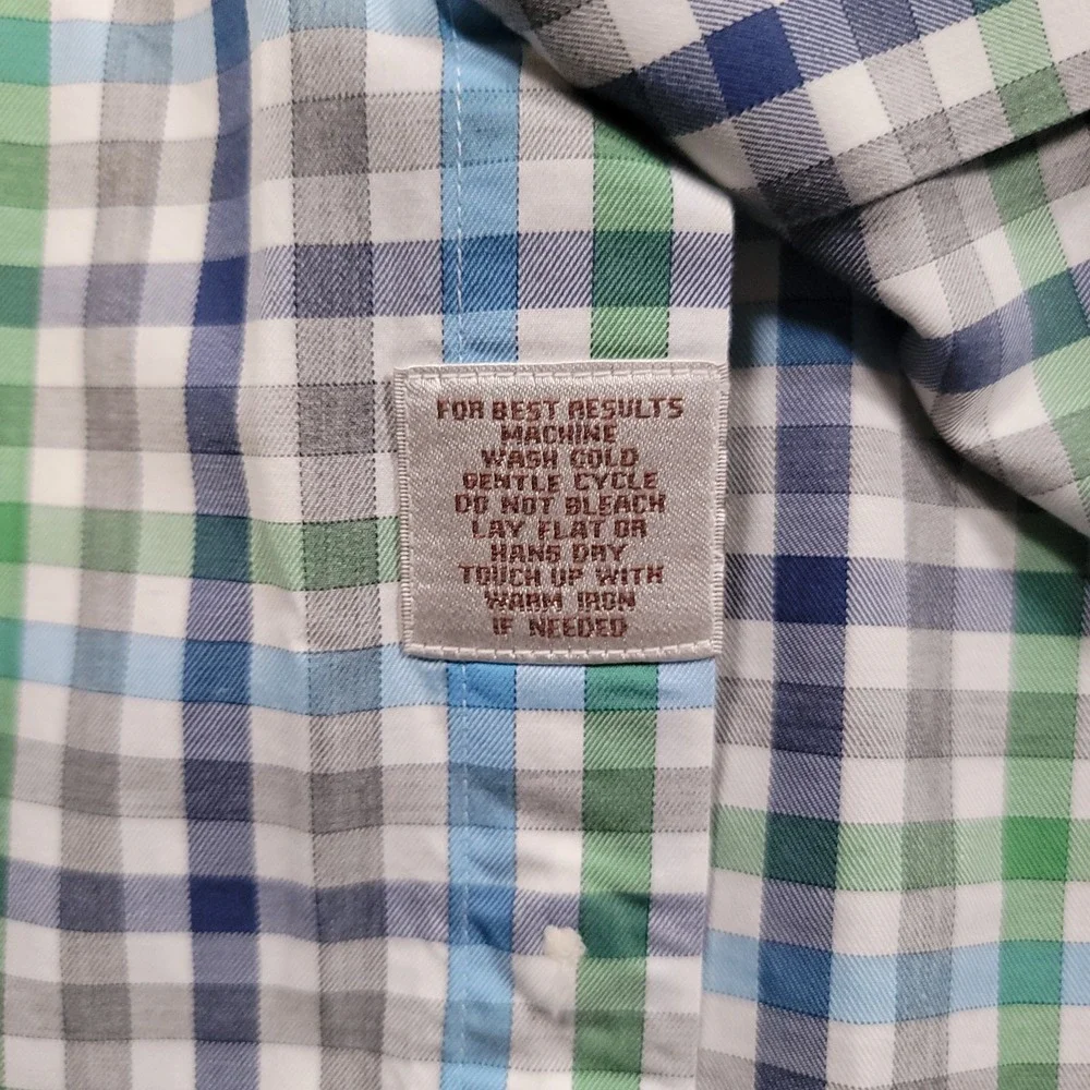 Peter Millar Men Button Down Shirt Medium Gingham Check Multicolor‎ Cotton